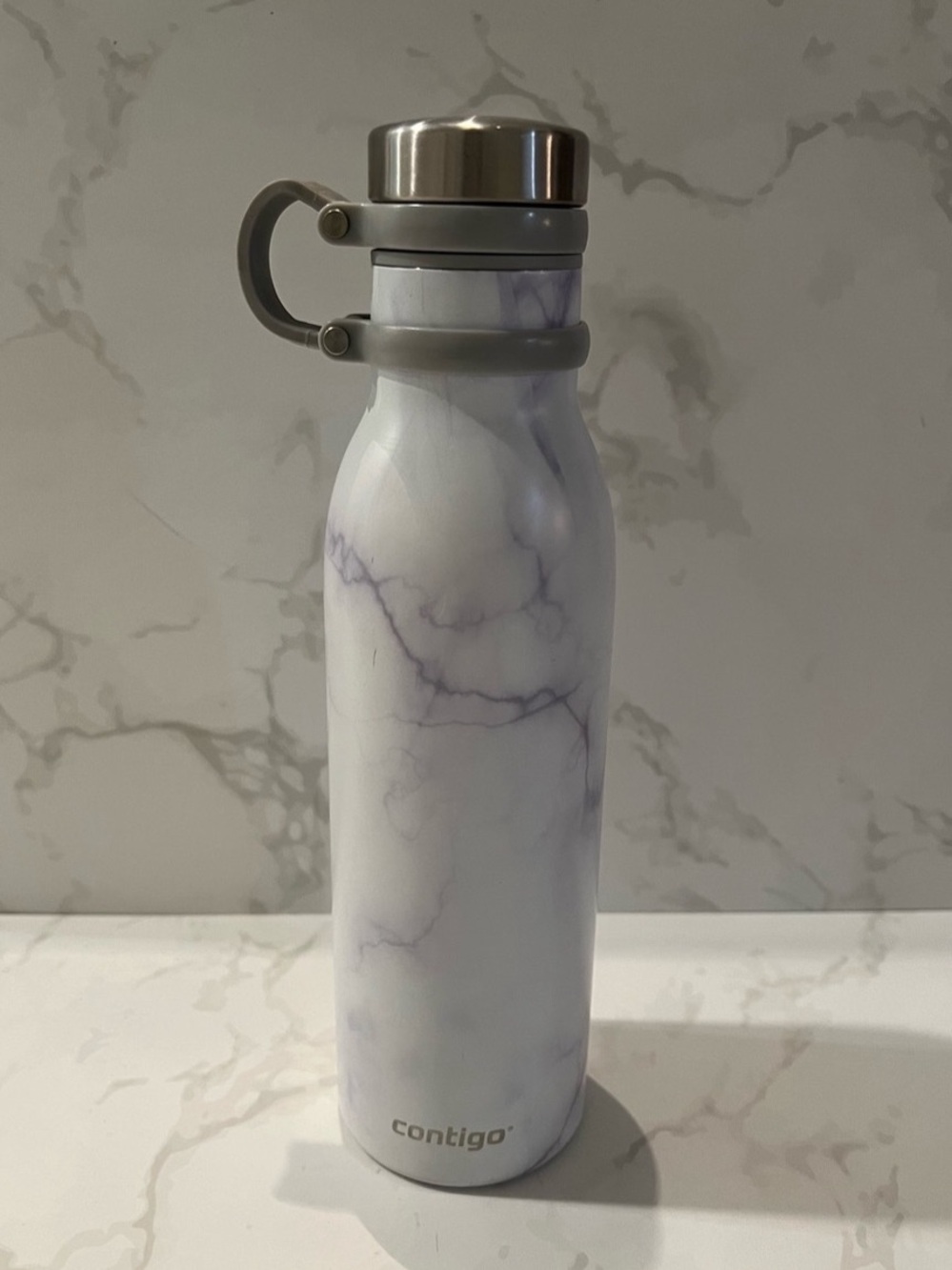 Contigo Couture White Marble 20oz Insulated Stainless Steel Water Bottle